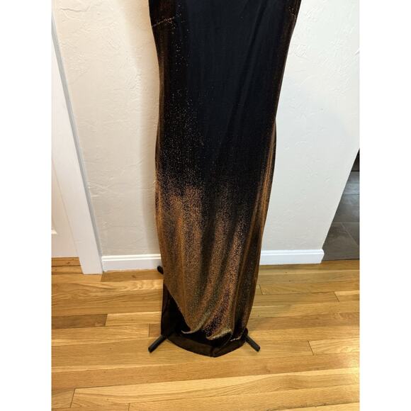 Vintage 90s Y2K Patra Shimmer Slip Brown Prom Dress Gown Ombré Mesh Overlay12 - Picture 2 of 14